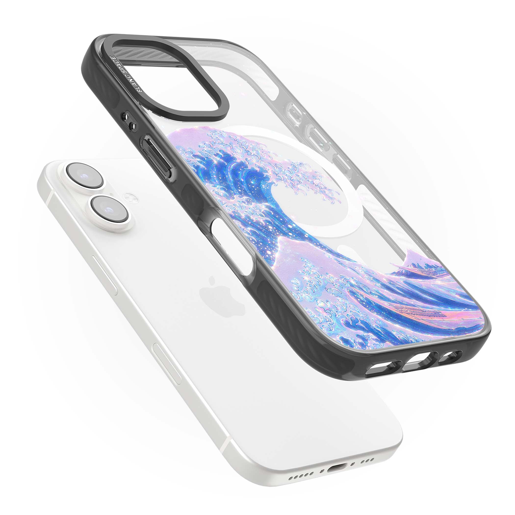 The Great Wave In Opal japanese iPhone case | Black Impact Magsafe case for iPhone 16, iPhone 16 Plus