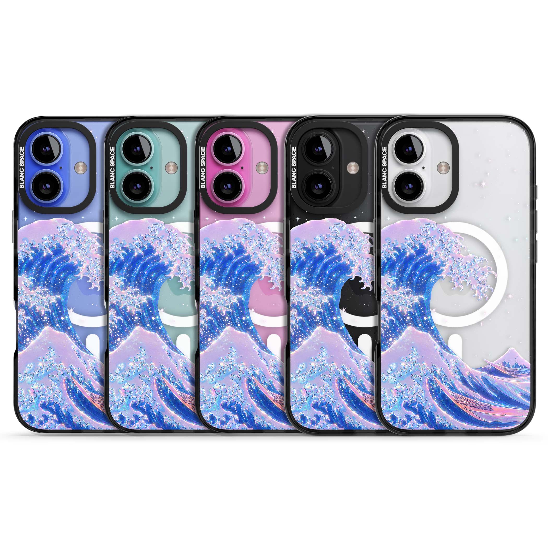 The Great Wave In Opal japanese iPhone case | Black Impact Magsafe case for iPhone 16, iPhone 16 Plus