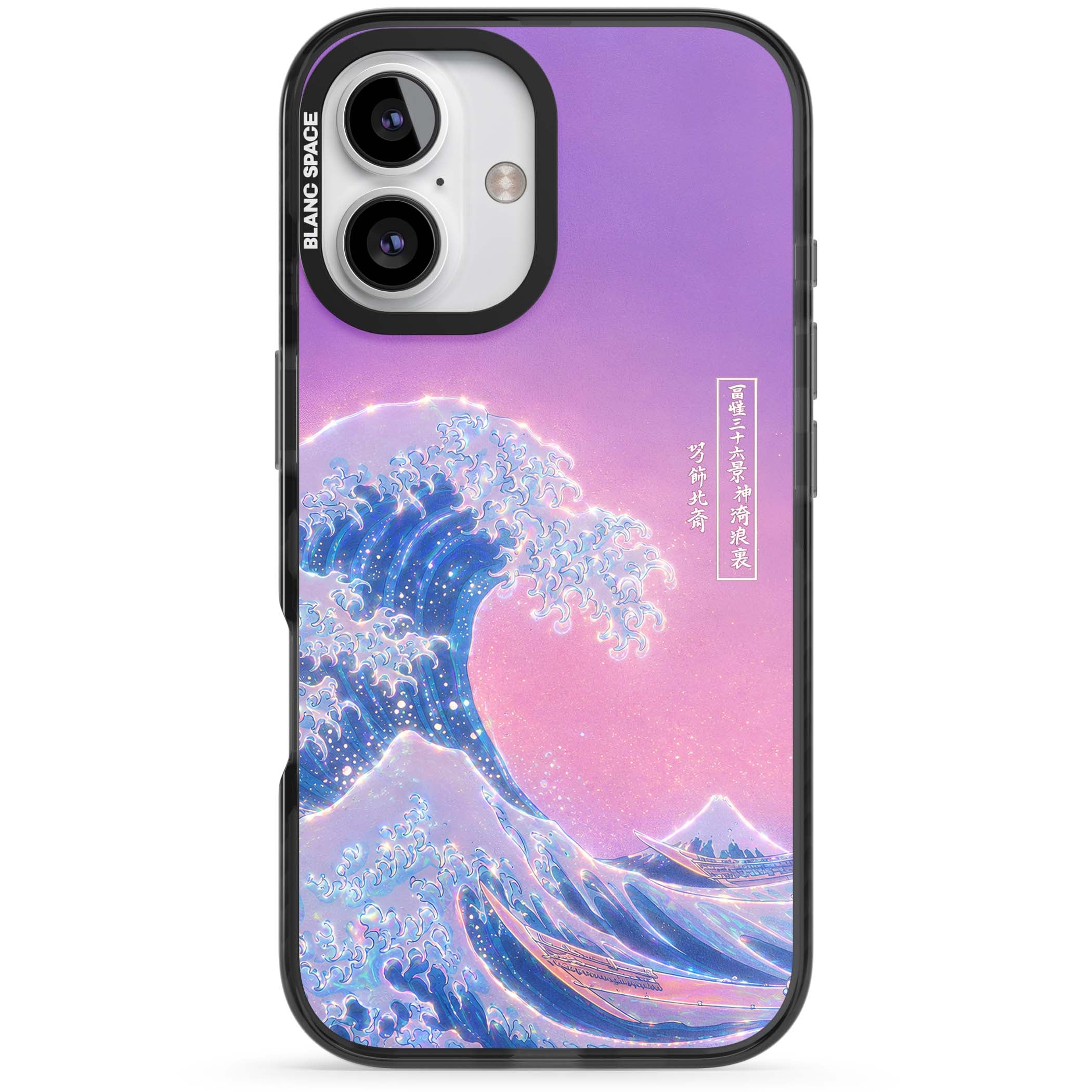 The Great Opal Wave Japanese iPhone case featuring Hokusai's great wave in iridescent pastels with lilac sky and Mou | Black Impact Magsafe case for iPhone 16, iPhone 16 Plus