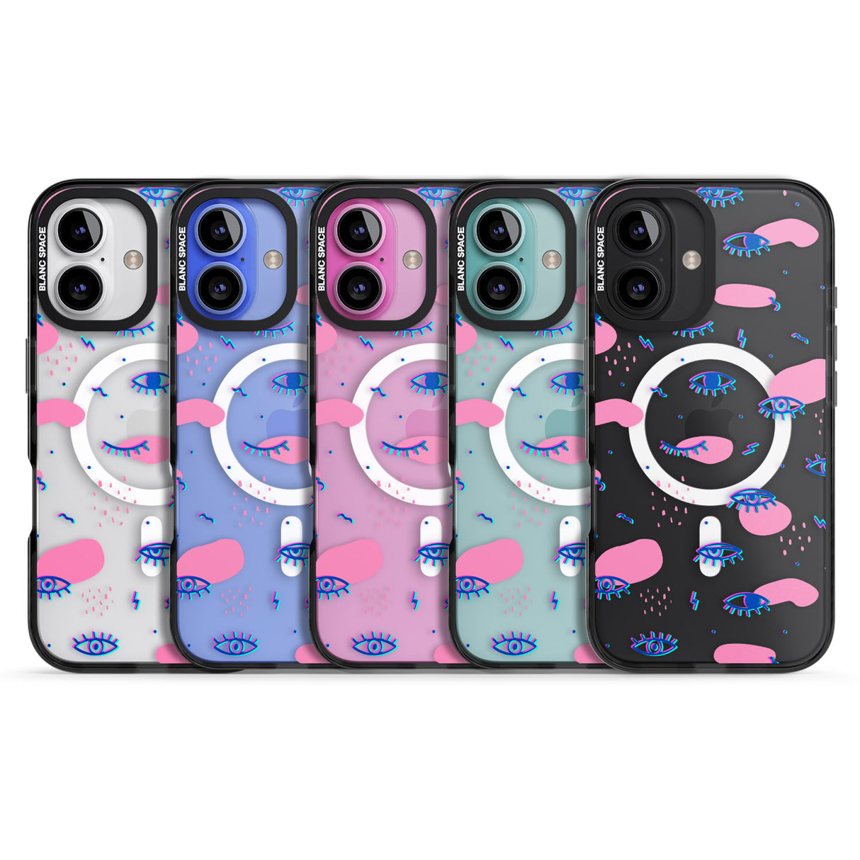 iPhone 16 Pro Max Pink Eye Blotches Black Impact Phone Case