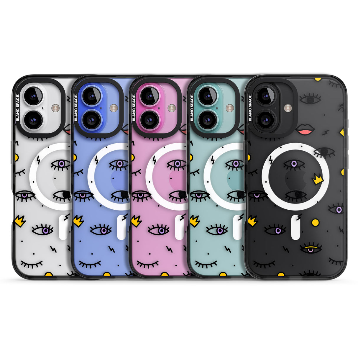 iPhone 16 Pro Max Eyes & Lips Icons Black Impact Phone Case