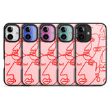 iPhone 16 Pro Max Abstract Continuous Line Faces Red on Pink Black Impact Phone Case