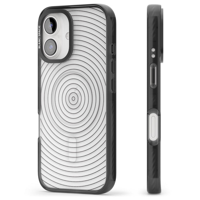 iPhone 16 Pro Max Abstract Lines: Circles Black Impact Phone Case