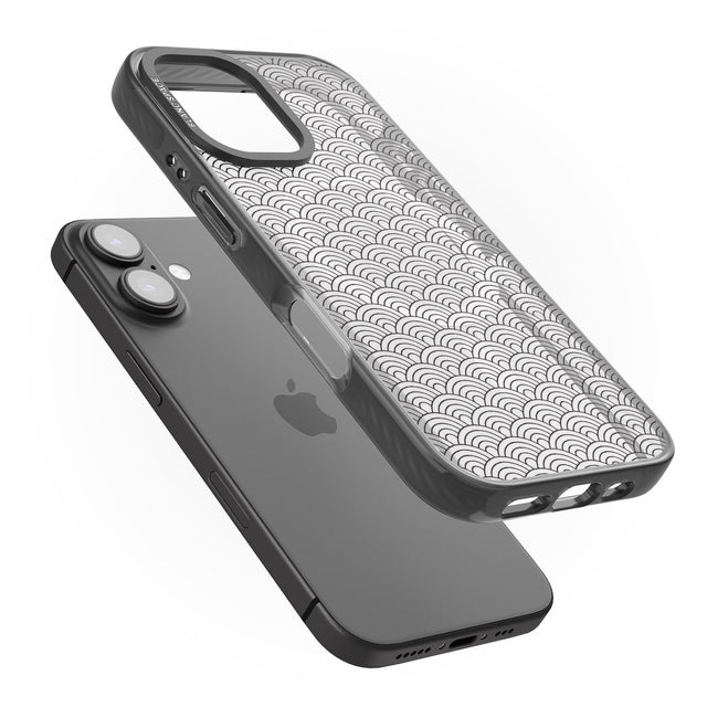 iPhone 16 Pro Max Abstract Lines: Scalloped Pattern Black Impact Phone Case