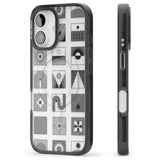 iPhone 16 Pro Max Abstract Lines: Mixed Pattern #1 Black Impact Phone Case