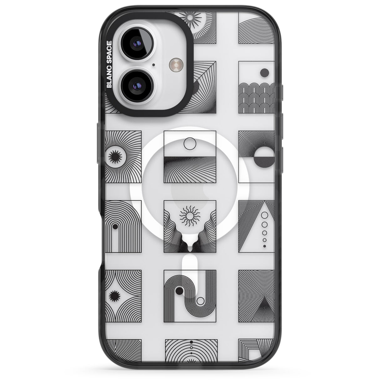 iPhone 16 Pro Max Abstract Lines: Mixed Pattern #2 Black Impact Phone Case