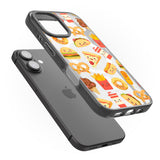 iPhone 16 Pro Max Fast Food Patterns Kawaii Fast Food Mix Black Impact Phone Case