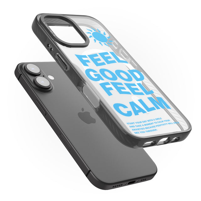 iPhone 16 Pro Max Feel Good Feel Calm (Blue) Black Impact Phone Case