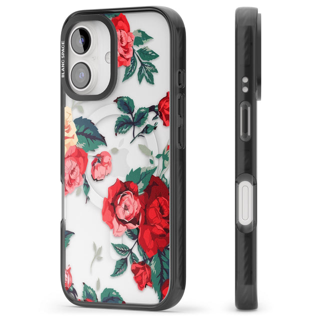 iPhone 16 Pro Max Rose Pattern Black Impact Phone Case