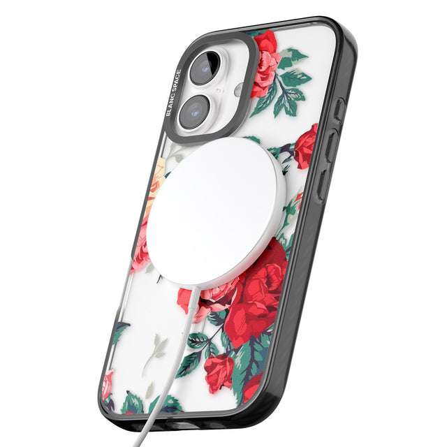 iPhone 16 Pro Max Rose Pattern Black Impact Phone Case