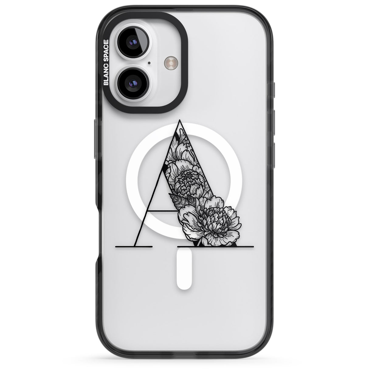 iPhone 16 Pro Max Floral Monogram Letter Black Impact Phone Case