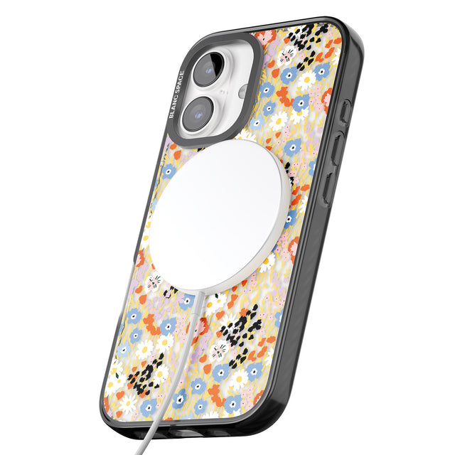 iPhone 16 Pro Max Busy Floral Mix: Transparent Black Impact Phone Case