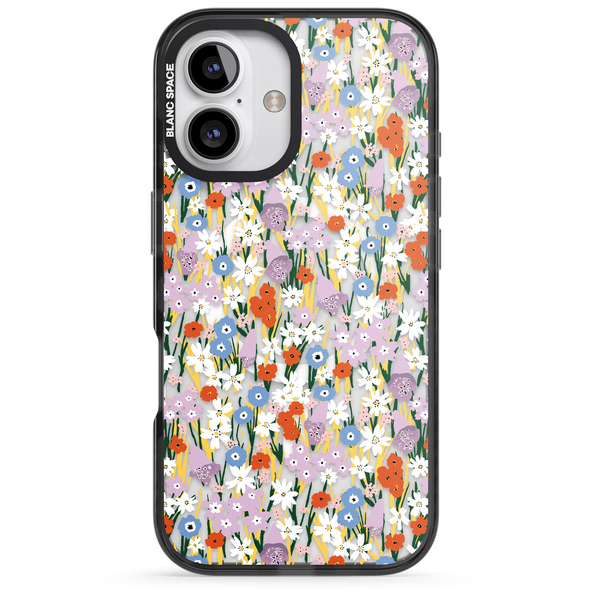 iPhone 16 Pro Max Energetic Floral Mix: Transparent Black Impact Phone Case