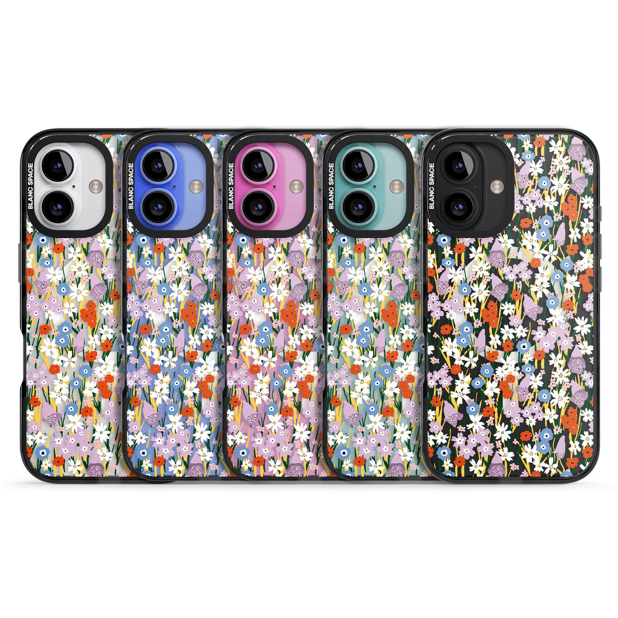 iPhone 16 Pro Max Energetic Floral Mix: Transparent Black Impact Phone Case