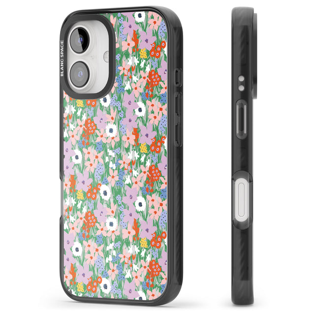 iPhone 16 Pro Max Jazzy Floral Mix: Transparent Black Impact Phone Case