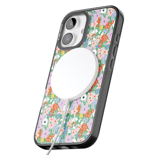 iPhone 16 Pro Max Jazzy Floral Mix: Transparent Black Impact Phone Case