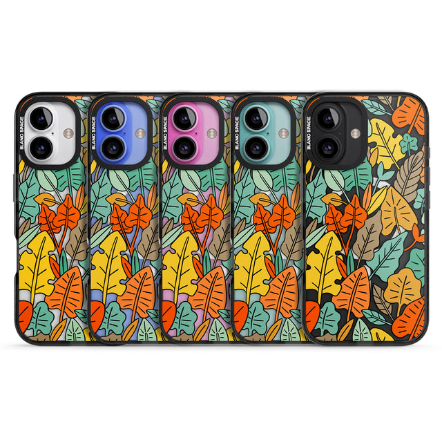 iPhone 16 Pro Max Pastel Toned Autumn Leaves Black Impact Phone Case