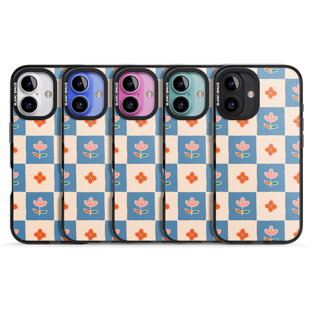 iPhone 16 Pro Max Vintage Bloom Checkered Black Impact Phone Case