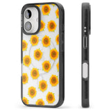 iPhone 16 Pro Max Sunflowers Transparent Pattern Black Impact Phone Case