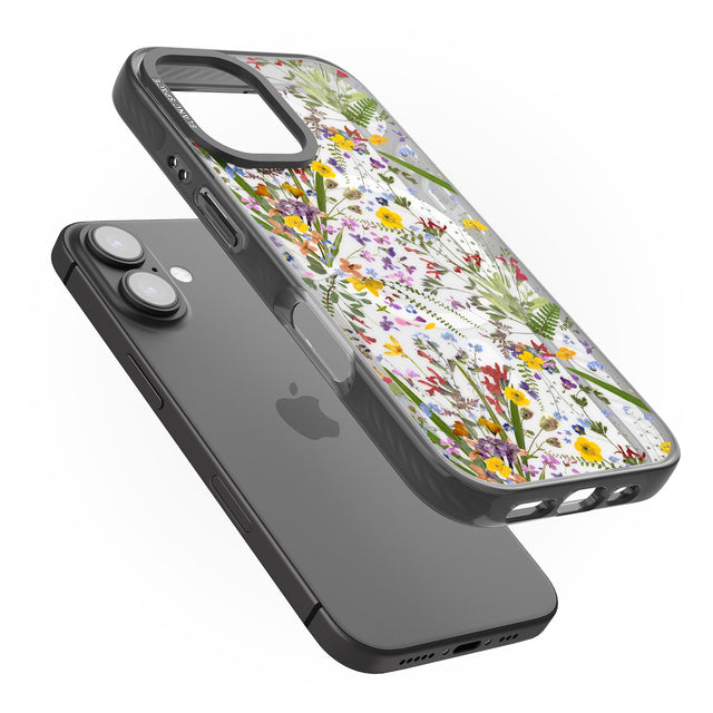 iPhone 16 Pro Max Wildflower & Leaves Black Impact Phone Case