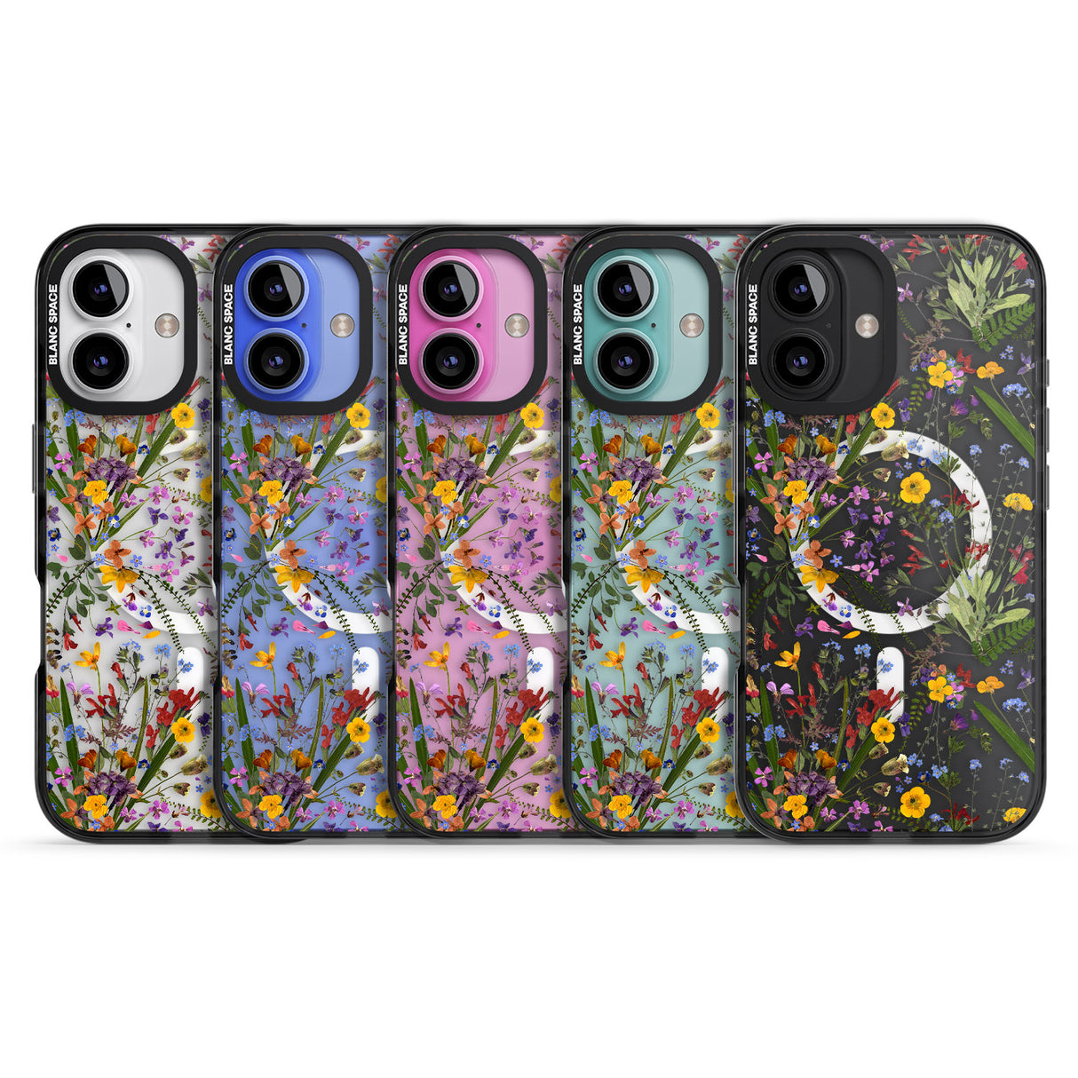 iPhone 16 Pro Max Wildflower & Leaves Black Impact Phone Case