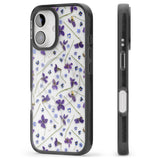 iPhone 16 Pro Max Violet & Blue Floral Pattern Design Black Impact Phone Case