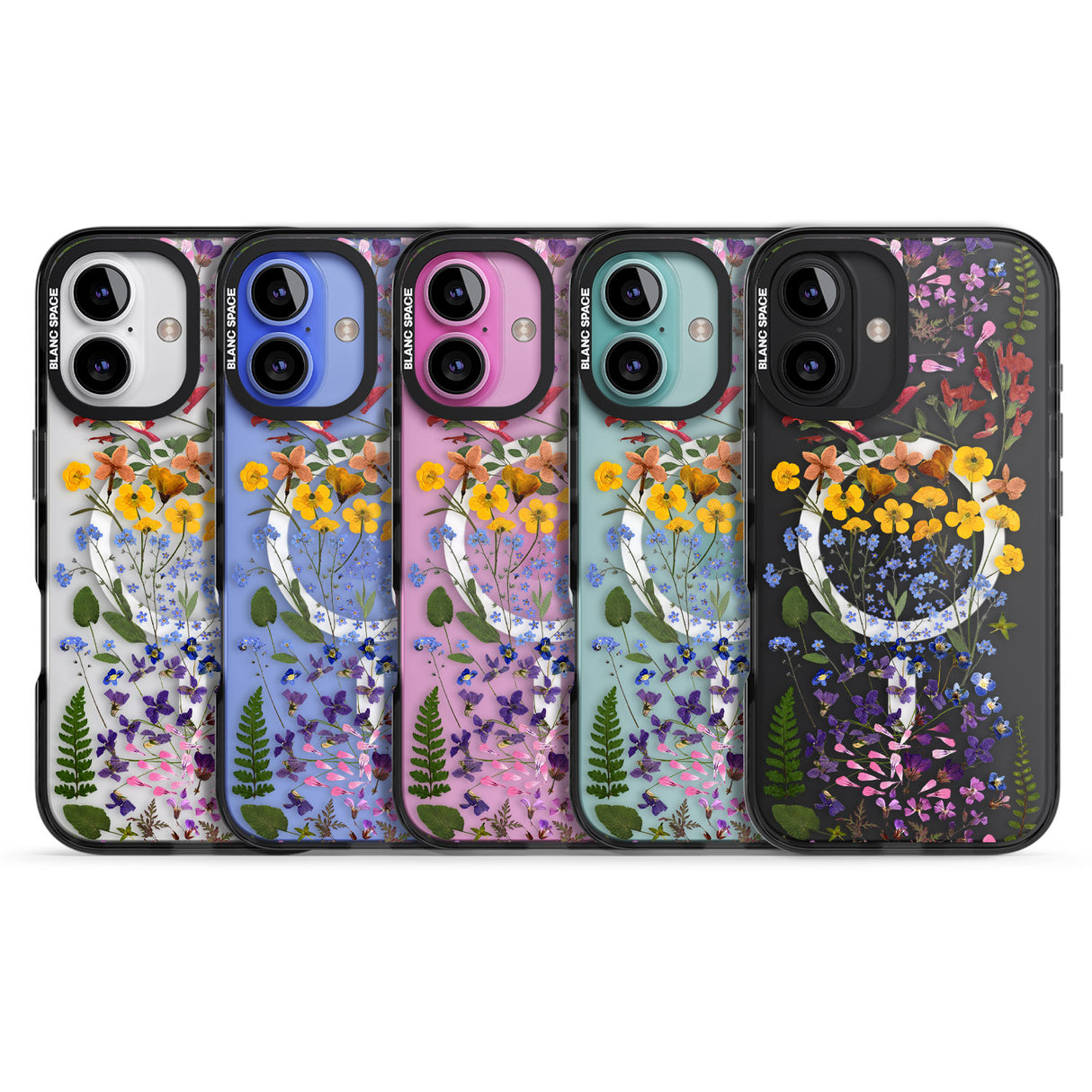 iPhone 16 Pro Max Wild Flower Stripe Design Black Impact Phone Case