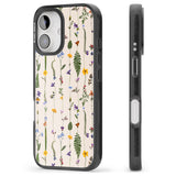 iPhone 16 Pro Max Wildflower Chain Design - Cream Black Impact Phone Case