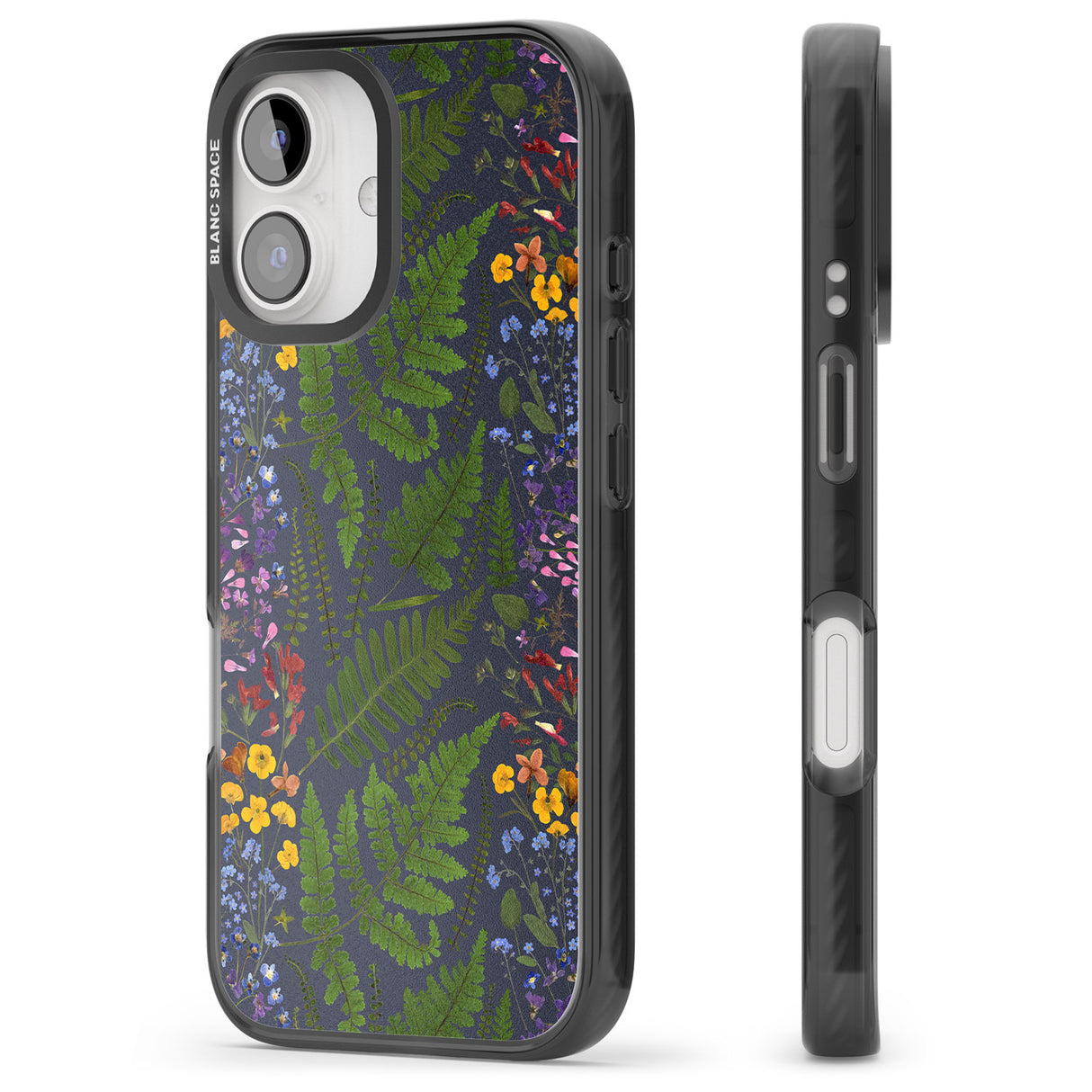 iPhone 16 Pro Max Busy Floral and Fern Design - Navy Black Impact Phone Case