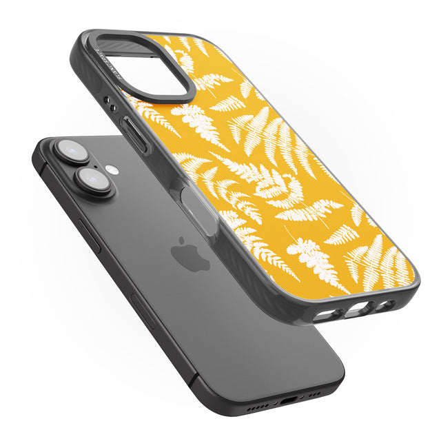 iPhone 16 Pro Max Fern Pattern on Yellow Black Impact Phone Case