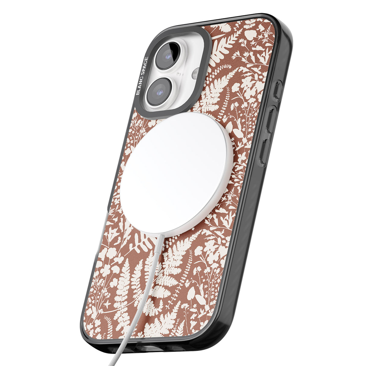 iPhone 16 Pro Max Wildflowers and Ferns on Terracotta Black Impact Phone Case