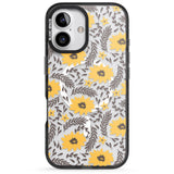 iPhone 16 Pro Max Yellow Blossoms Transparent Floral Black Impact Phone Case