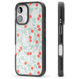 iPhone 16 Pro Max Red Berries Transparent Floral Black Impact Phone Case