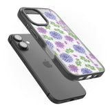 iPhone 16 Pro Max Purple Dahlias Transparent Floral Black Impact Phone Case