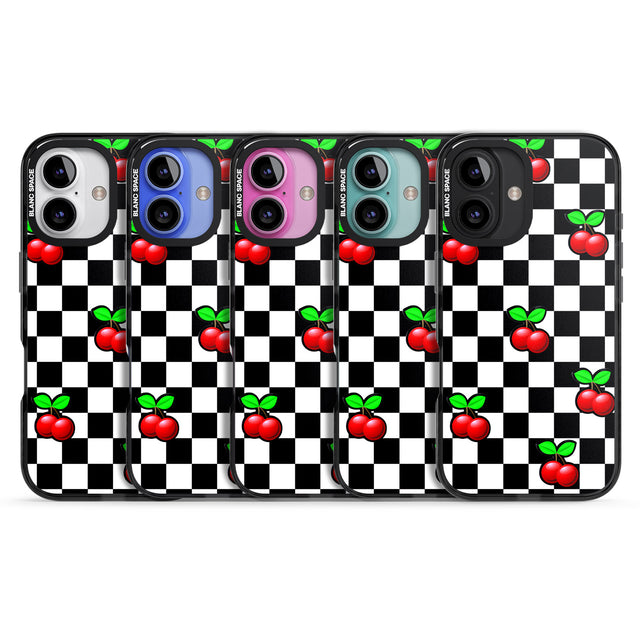 iPhone 16 Pro Max Checkered Cherry Black Impact Phone Case