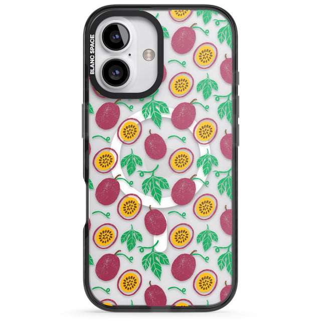 iPhone 16 Pro Max Passion Fruit Pattern Black Impact Phone Case