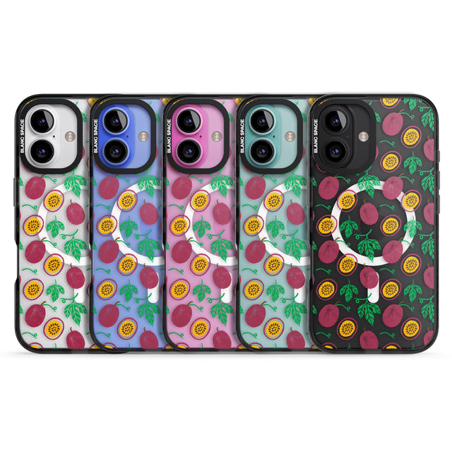 iPhone 16 Pro Max Passion Fruit Pattern Black Impact Phone Case