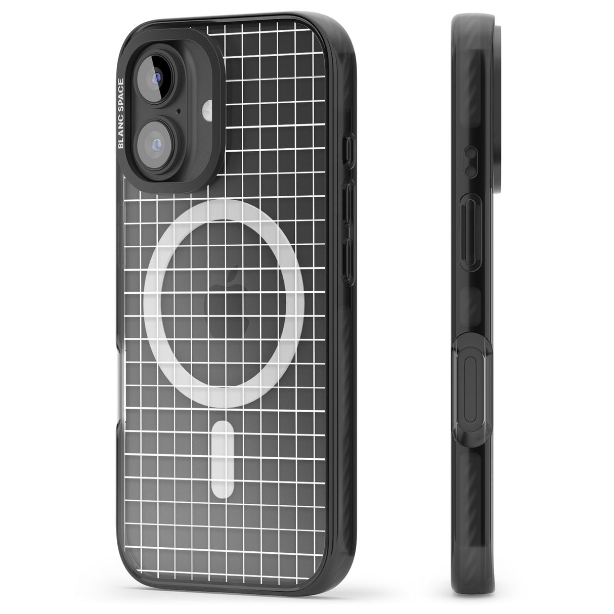 iPhone 16 Pro Max Simplistic Small Grid Designs White (Transparent) Black Impact Phone Case