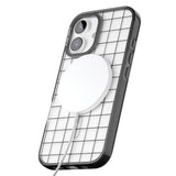 iPhone 16 Pro Max Simplistic Large Grid Pattern Black (Transparent) Black Impact Phone Case