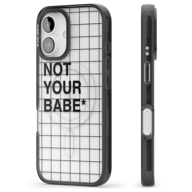 iPhone 16 Pro Max Grid Pattern Not Your Babe Black Impact Phone Case