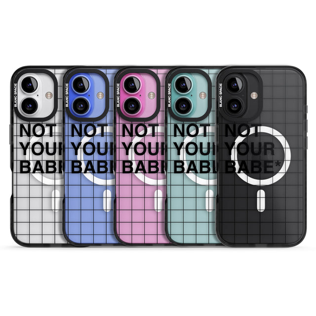 iPhone 16 Pro Max Grid Pattern Not Your Babe Black Impact Phone Case