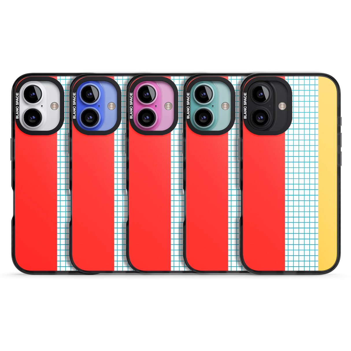 iPhone 16 Pro Max Abstract Grid Red, Blue, Yellow Black Impact Phone Case