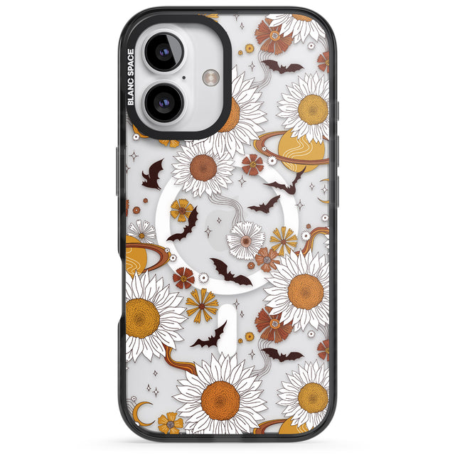 iPhone 16 Pro Max Halloween Bats and Planets Black Impact Phone Case