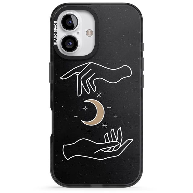 iPhone 16 Pro Max Hands Surrounding Moon Black Impact Phone Case