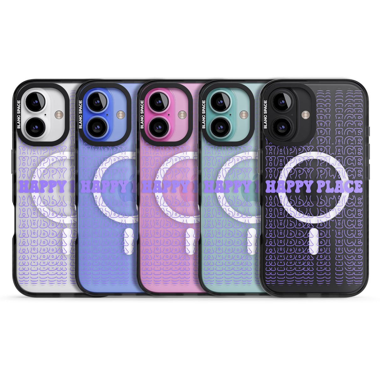 iPhone 16 Pro Max Happy Place (Purple) Black Impact Phone Case + Magsafe