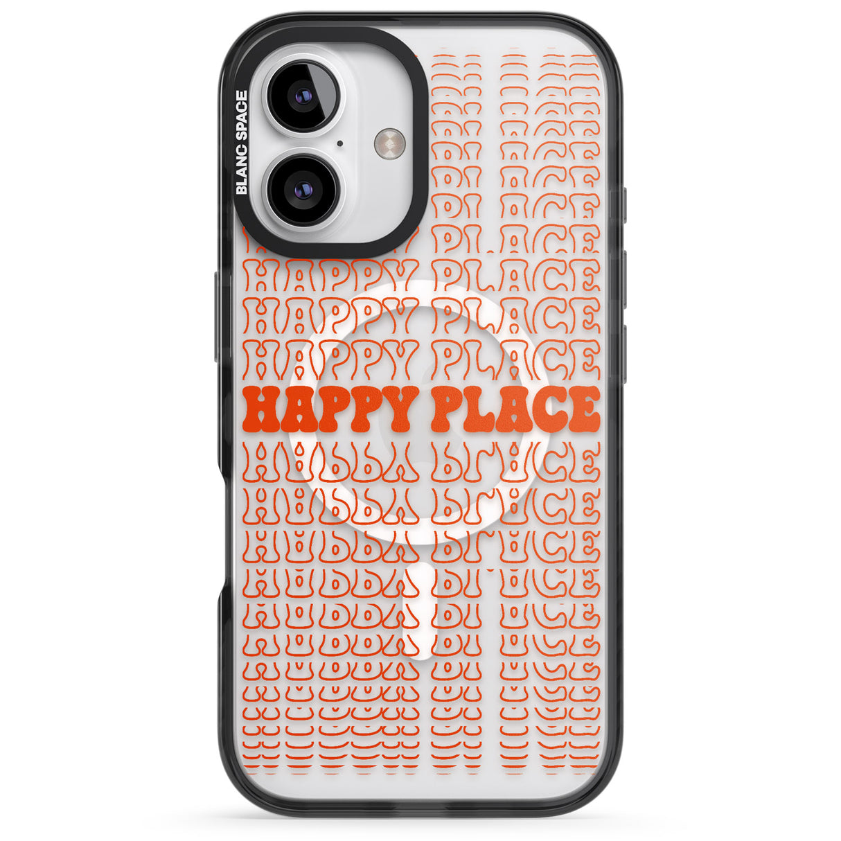 iPhone 16 Pro Max Happy Place (Orange) Black Impact Phone Case + Magsafe