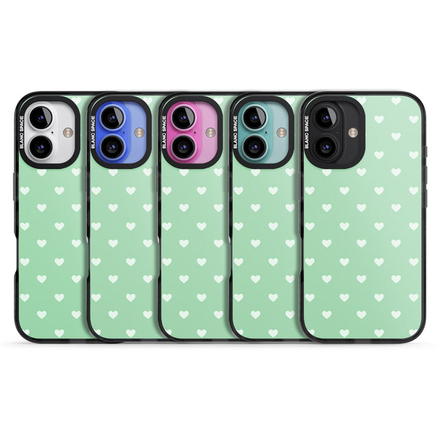 iPhone 16 Pro Max Small Heart Pattern: Green Black Impact Phone Case