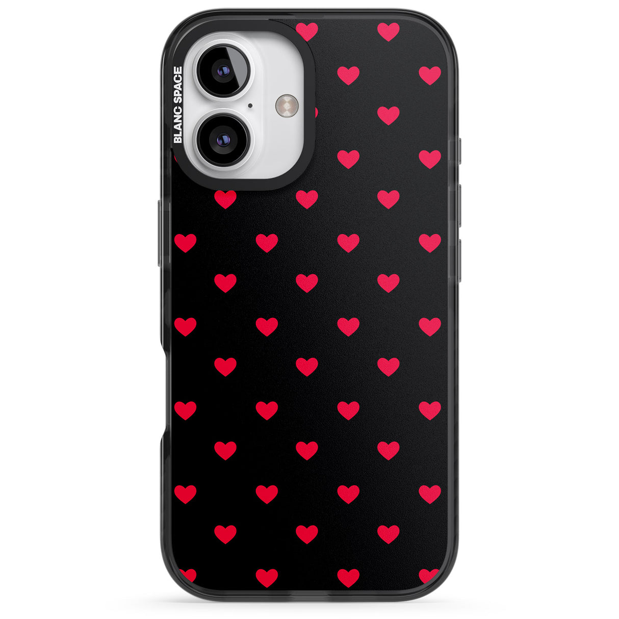 iPhone 16 Pro Max Small Heart Pattern: Red & Black Impact Phone Case