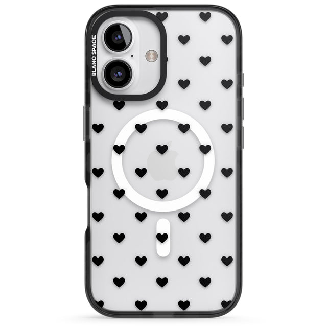 iPhone 16 Pro Max Small Heart Pattern: White & Black Impact Phone Case