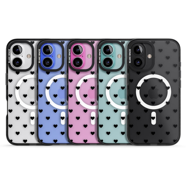 iPhone 16 Pro Max Small Heart Pattern: White & Black Impact Phone Case